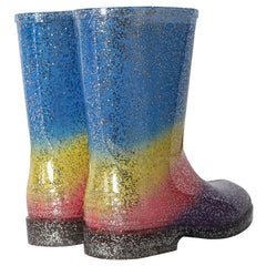 A2Z 4 Kids Girls Rainbow Rain Boots Glitter Multicolour PVC Wellington Wellies