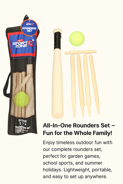 A2Z 6 Piece Wooden Rounders Set Outdoor Baseball Bat Active Game With Carry Bag