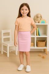 Kids Girls Plain Pencil Skirt Trendy Summer Clothing Sets Age 5-13 Years