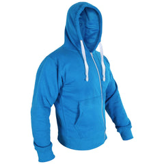 Mens Fleece Plain Zipper Hooded Long Sleeve Sweatshirt For Adults S-4XL