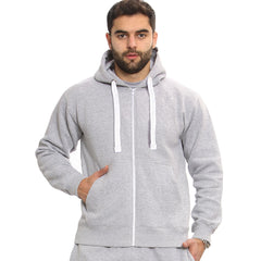 Mens Fleece Plain Zipper Hooded Long Sleeve Sweatshirt For Adults S-4XL
