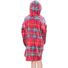 Kids Girls Boys Oversized Hoodie Blue Tartan Printed Snuggle Soft Fleece Blanket