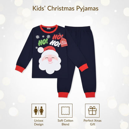 Kids Girls Boys Christmas Pyjamas Ya Filthy Animal Print Navy Lounge Suit