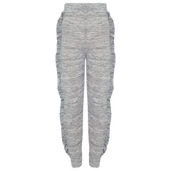 Kids Jogging Suit Girls Plain Frill Sleeve Lounge Suit Tracksuit Top Bottom 2-13