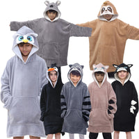 Kids Girls Boys Oversized Hoodie Snuggle Blanket Super Soft Warm Fleece 3-13 Yrs