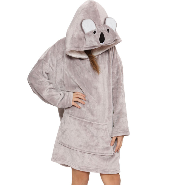 A2Z Unisex Mens Ladies Oversized Kangaroo Pocket Hooded Animal Wearable Blanket
