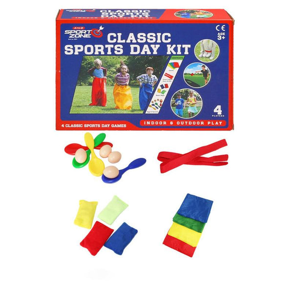 A2Z 4 Kids Toys Outdoor Games Set Sack Race Egg & Spoon, Bean Bag 3-Legged Race