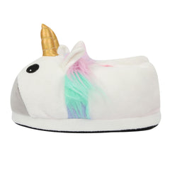 Kids 3D Animal Slippers Soft Plush Non Slip Sole Tiger Leopard Unicorn Shoes