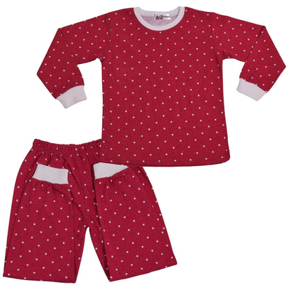A2Z 4 Kids Girls Boys Polka Dot Children PJs 2 Piece Cotton Set Lounge Suit Nightwear Sleepwear Unisex Top Bottom Pyjamas Loungewear Dress Up Outfit Set Gifts for Children Girls & Boys Age 5-13 years