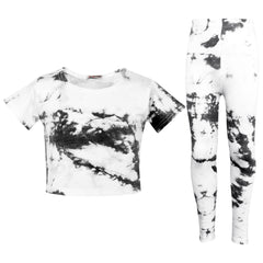 Kids Girls Crop Top & Legging Tie Dye Print Trendy Summer Outfit Clothing Sets