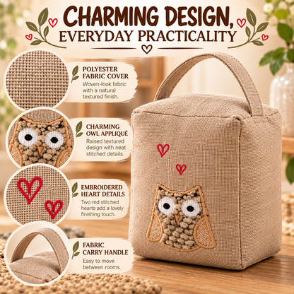 A2Z Owl Beige Applique Square Door Stop 1kg Weighted Home Decorative Ornament