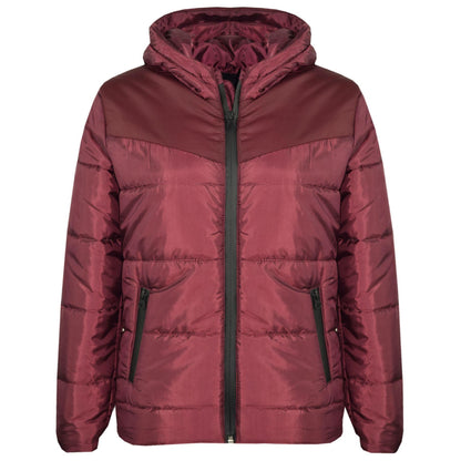 Kids Jacket Girls Boys Padded Wine Puffer Hooded Zipped Coat Warm Thick Coats