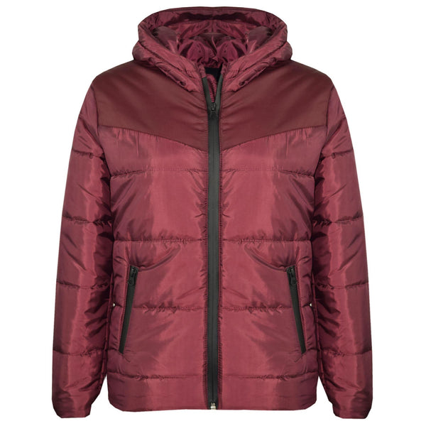 Kids Jacket Girls Boys Padded Wine Puffer Hooded Zipped Coat Warm Thick Coats