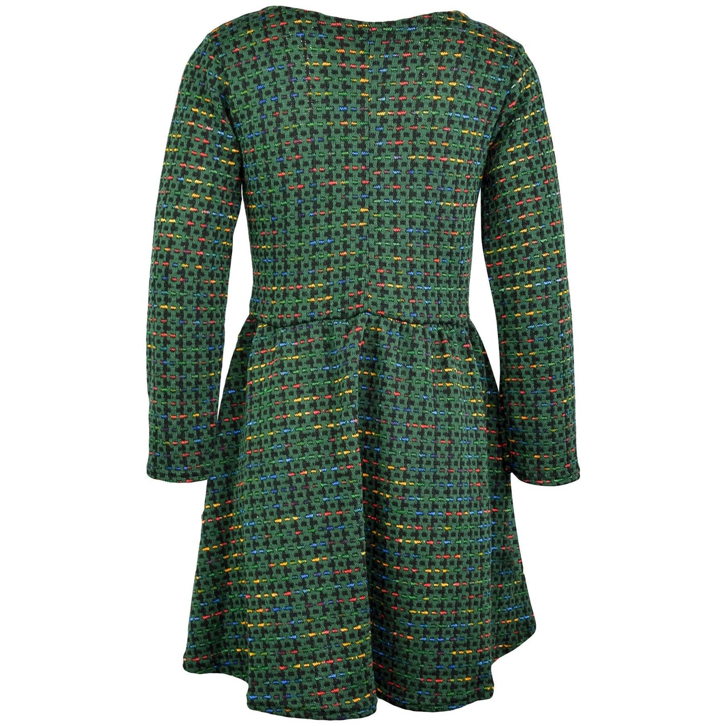 Kids Girls Skater Dress Long Sleeve Tweed Texture Flared Party Summer Dresses