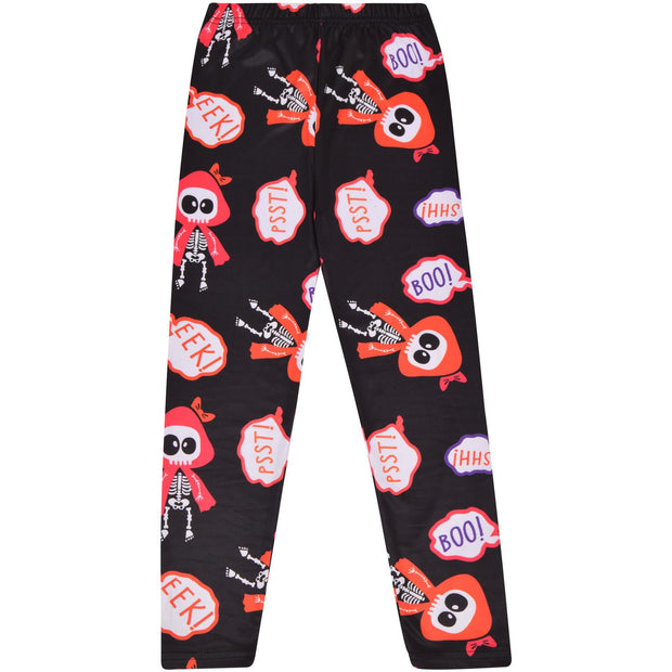 Girls Halloween Legging Spider Web Skull Print Leggings Fancy Costume 3-13 Years