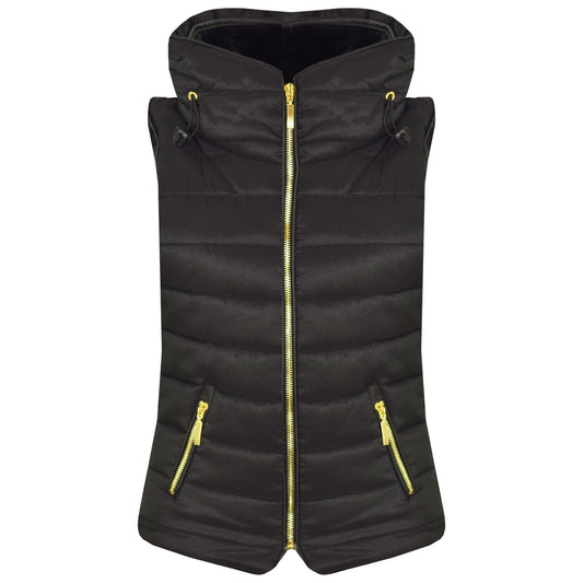 A2Z 4 Kids Kids Girls Boys Designer's Black Sleeveless Hooded Padded Quilted Puffer Bubble Gilet Bodywarmer Jackets Age 5 6 7 8 9 10 11 12 13 Years