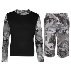 Kids Boys Long Sleeve Pyjamas Contrast T-Shirt Shorts loungewear Age 5-13 Years