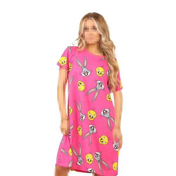 Ladies Nighties Officially Licensed Looney Tunes Aop Nightshirt Sleepwear Dress