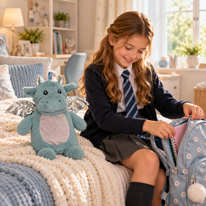 A2Z 750ml Dragon Hot Water Bottle Blue Plush Cover Novelty Winter Warmer Gift