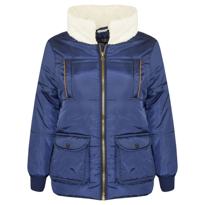 Kids Girls Boys Parka Jacket Zipped Padded School Jacket 5-12 Years