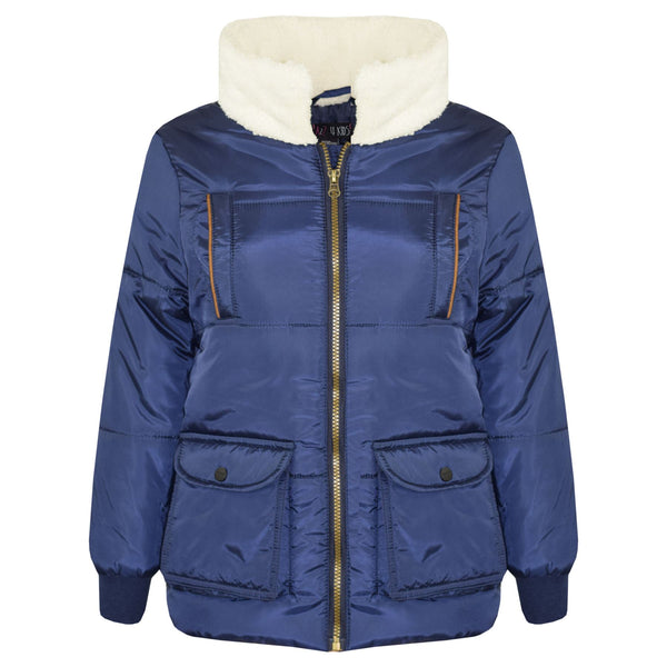 Kids Girls Boys Parka Jacket Zipped Padded School Jacket 5-12 Years