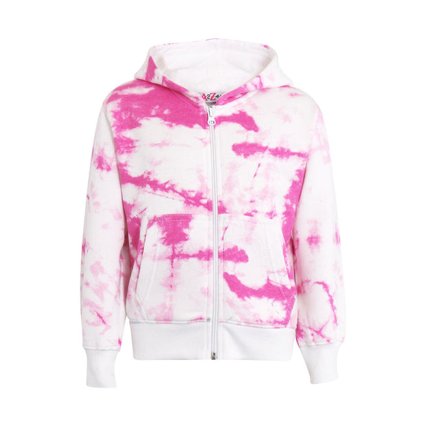 A2Z 4 Kids Girls Tracksuit Designer's Tie Dye Print Fleece Pink Hooded Zip Up Hoodie & Bottom Jogging Suit Joggers Age 5 6 7 8 9 10 11 12 13 Years