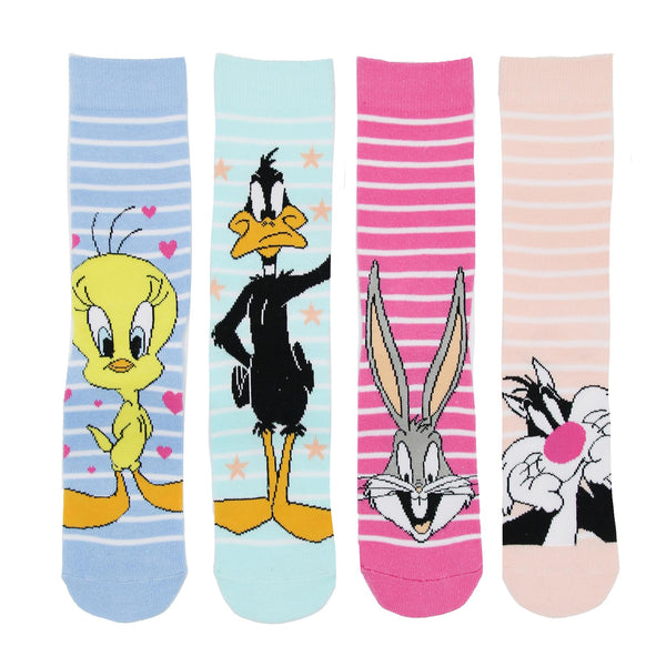Womens Socks 4 Pack Looney Tunes Ankle Socks Officially Licensed Footwear Sock