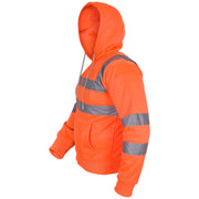 A2Z High Visibility Safe Work Hooded Zipper Two Tone Reflective Tape Pullover Sweatshirt Hi Vis Viz Casual Workout Safety Zip Up Hoodie Workwear For Men's Small Mediuam Large XL 2XL 3XL 4XL