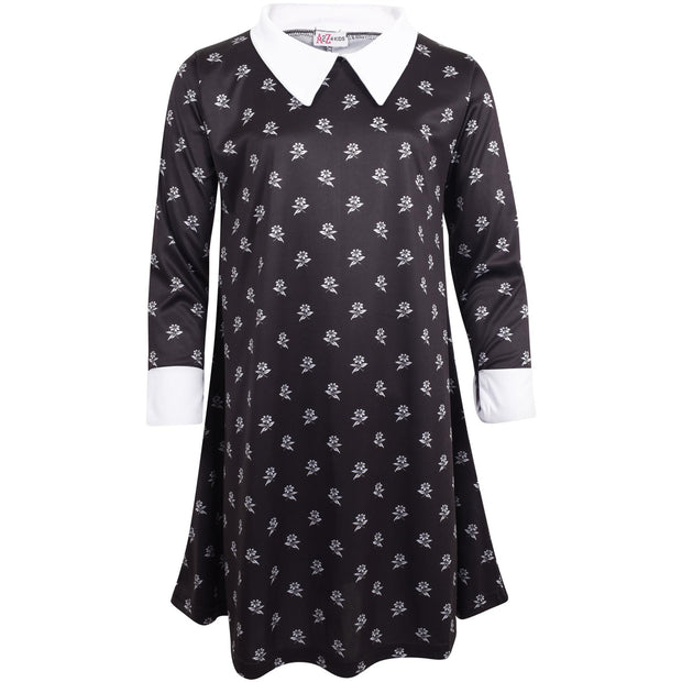 A2Z 4 Kids Girls Halloween Swing Dress Long Sleeves Peter Pan Collar Soft Comfortable Party Fashion Skater Dresses Age 7-13 Years - A2Z 4 Kids