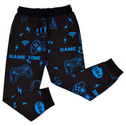 Kids Girls Boys Pyjamas Game Time Contrast Top Bottom 2 Piece PJS Sleepwear Set