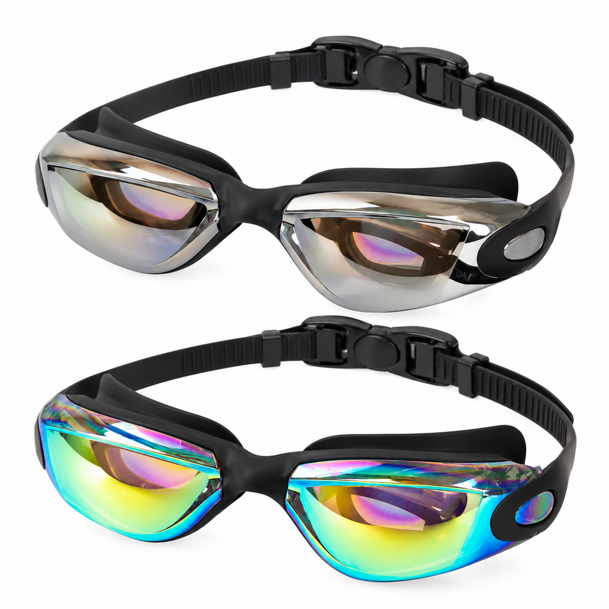 A2Z Adult Swimming Goggles 2 Pack Adjustable Strap Silicone Frame Pool Eyewear