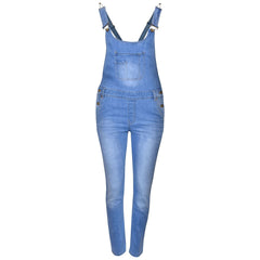 Kids Girls Denim Stretch Dungaree Jumpsuit Playsuit All In One Jeans 7-13 Years