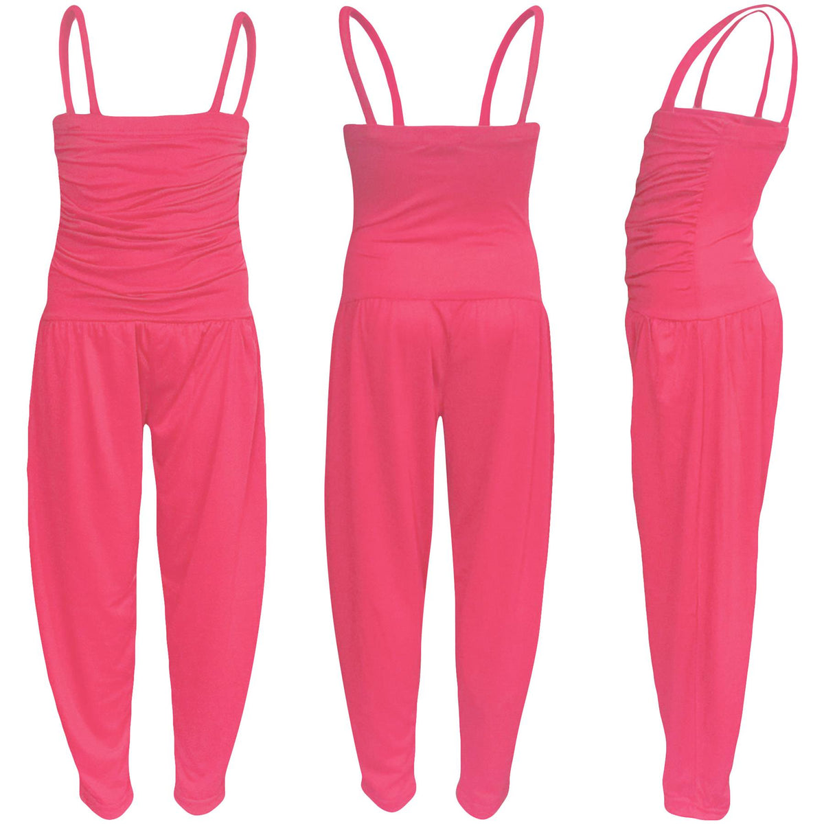 Girls Jumpsuit Kids Plain Color Trendy Playsuit All In One Jumpsuits 5-13 Years