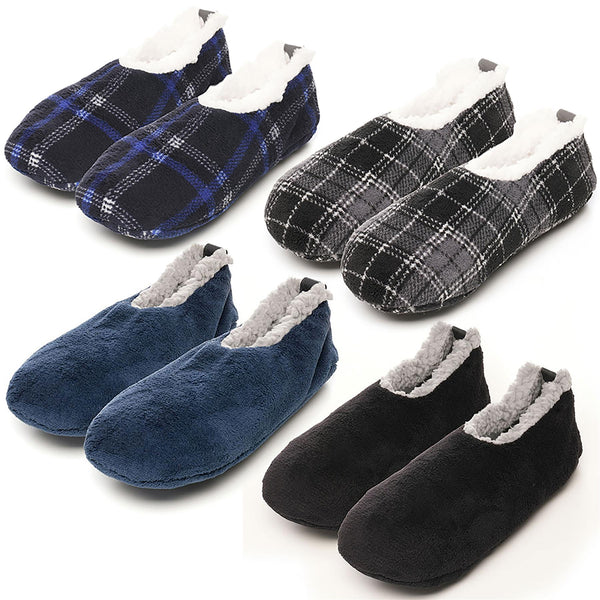 Mens Warm Plush Micro Terry Slippers Non Slip Indoor Comfort Fit House Shoes