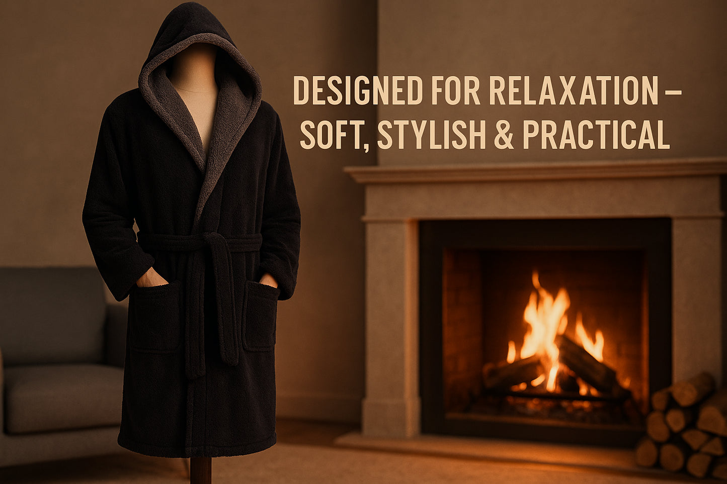 A2Z Mens Sherpa Fleece Hooded Robe Soft Warm Fluffy Bathrobe Cosy Loungewear