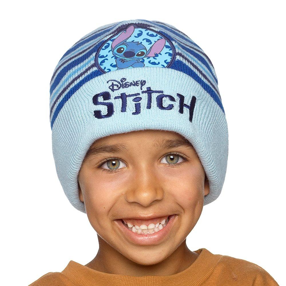 Disney Stitch Boys Blue Embroidered Striped Winter Beanie Hats 2 Pack One Size