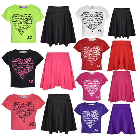 A2Z 4 Kids Girls Love T Shirt Skirt Set Soft Comfortable Set Age 5-13 Years