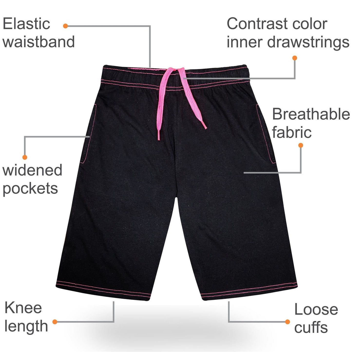 Kids Girls 100% Cotton Shorts Casual Chino Shorts Knee Length Summer Lightweight