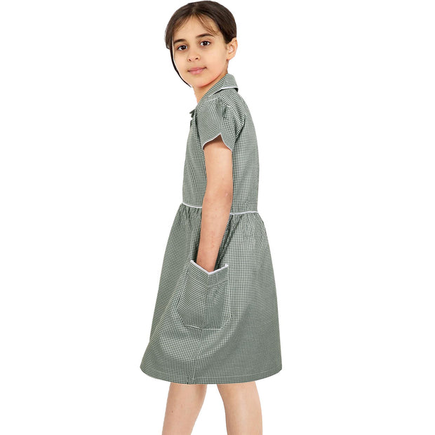 Kids Girls Gingham School Dress Check Dresses With Matching Scrunchies 2-14 - A2Z 4 Kids