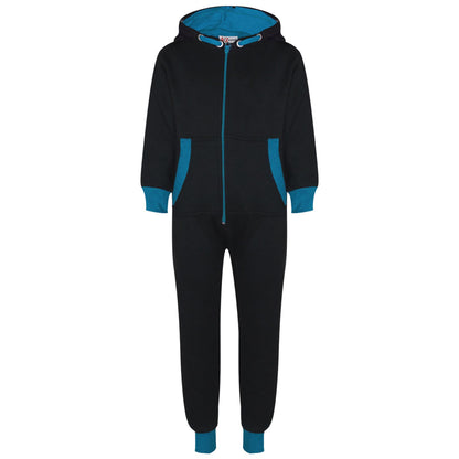 A2Z 4 Kids Girls Boys Blue Contrast Fleece Onesie All In One Jumsuit Playsuit Nightwear New Age 2 3 4 5 6 7 8 9 10 11 12._13 Years