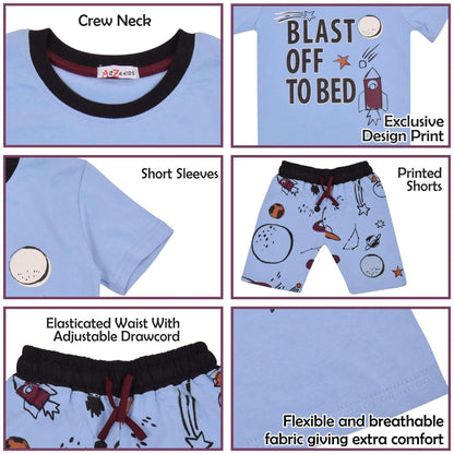 Kids Girls Blast Off To Bed Print Pyjamas Set