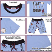 Kids Girls Blast Off To Bed Print Pyjamas Set