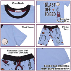 Kids Girls Blast Off To Bed Print Pyjamas Set
