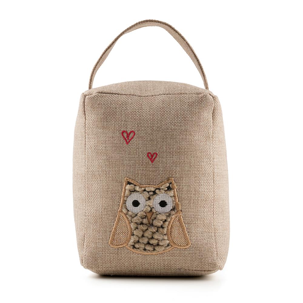 A2Z Owl Beige Applique Square Door Stop 1kg Weighted Home Decorative Ornament