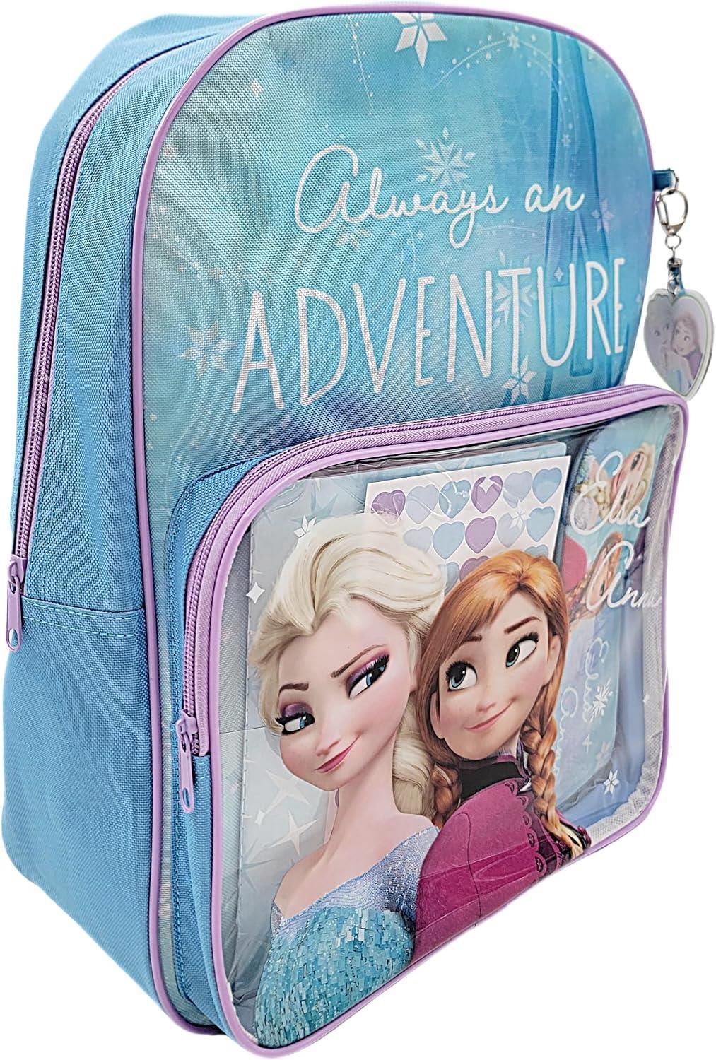 Disney Frozen Elsa & Anna Backpack with Pencil Case Notebook Stickers & Keyring