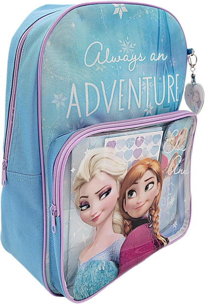 Disney Frozen Elsa & Anna Backpack with Pencil Case Notebook Stickers & Keyring