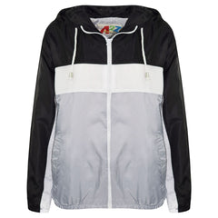 Kids Boys Girls Windbreaker Contrast Block Hooded Jackets Rain Mac Raincoat 5-13