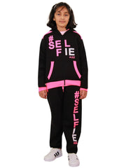 Kids Girls Boys #Selfie Tracksuit Hooded Hoodie Bottom Jog Suit Joggers 7-13 Yrs
