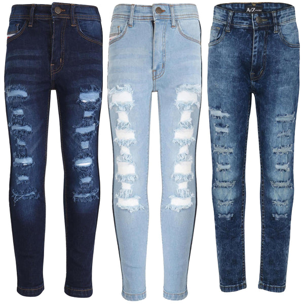 A2Z 4 Kids Girls Stretch Comfortable Jeans Lightweight Denim Ripped Skinny Pants