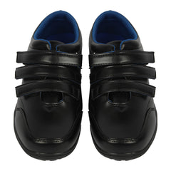 Kids Boys Teens School Shoes Black PU Leather Velcro Strap Trainers Size 10 to 7